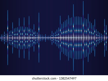 Sound wave vector isolated on black background. Abstract sound waves for voice design, music background, wallpaper, radio logo and icon. Creative music concept, vector illustration