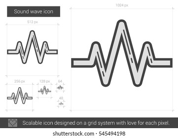 Sound wave vector line icon isolated on white background. Sound wave line icon for infographic, website or app. Scalable icon designed on a grid system.