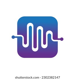 Plantilla de diseño de logotipo de vectores de onda de sonido