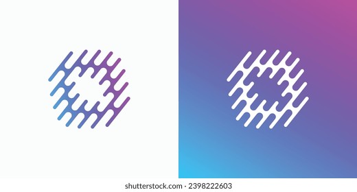 Diseño de logotipo vectorial de ondas sonoras con líneas diagonales abstractas