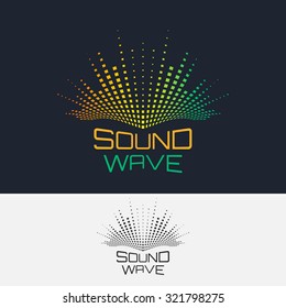 Wave de sonido, plantilla de diseño del logotipo vectorial. Un ecualizador moderno abstracto.