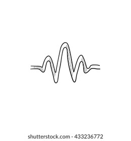 Sound Wave Vector Sketch Icon Isolated On Background. Hand Drawn Sound Wave Icon. Sound Wave Sketch Icon For Infographic, Website Or App.