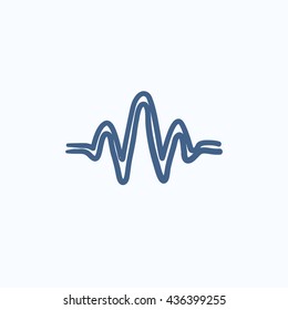 Sound wave vector sketch icon isolated on background. Hand drawn Sound wave icon. Sound wave sketch icon for infographic, website or app.