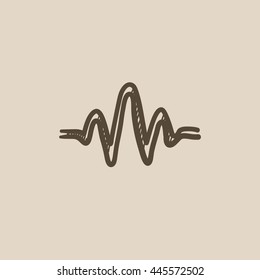 Sound-Wave-Vektorgrafik-Symbol einzeln auf Hintergrund. Handgezeichnetes Sound-Wave-Symbol. Sound Wave Sketch Symbol für Infografik, Website oder App.