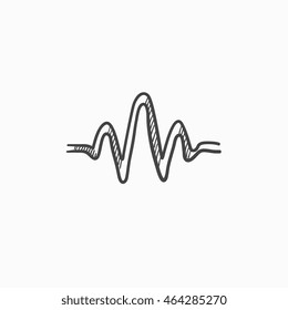 Sound Wave Vector Sketch Icon Isolated On Background. Hand Drawn Sound Wave Icon. Sound Wave Sketch Icon For Infographic, Website Or App.