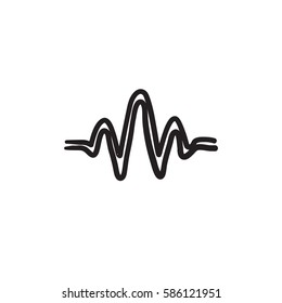 Sound wave vector sketch icon isolated on background. Hand drawn Sound wave icon. Sound wave sketch icon for infographic, website or app.