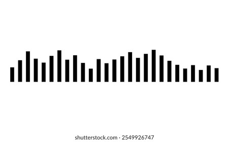 Klangwellenvektor. Lautstärke Party. Audiolautsprecher. Symbol für Musikausgleich. Flache Abbildung auf weißem Hintergrund.