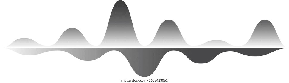 Sound wave vibrating and flowing with a modern and abstract design, perfect for music, audio, and technology concepts, with a sleek and stylish grayscale gradient