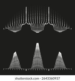 Sound wave visualization. Abstract audio pattern. Digital frequency Vector. Dark modern background.