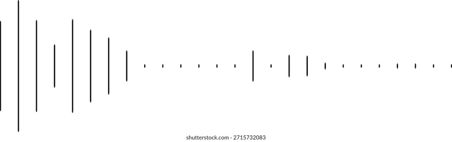 Sound wave visualization, audio signal representation, digital sound amplitude graph, abstract music concept, black lines