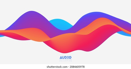 Sound wave visualiztion. 3D colorful solid waveform. Voice sample pattern.