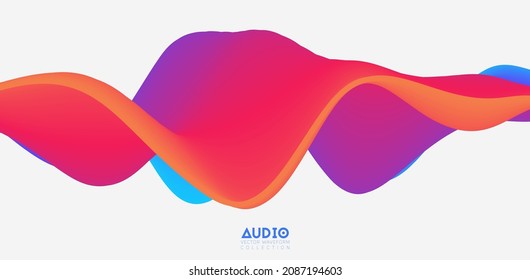 Sound wave visualiztion. 3D colorful solid waveform. Voice sample pattern.