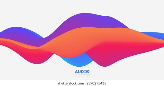Sound wave visualiztion. 3D colorful solid waveform. Voice sample pattern.