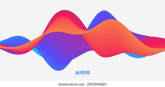 Sound wave visualiztion. 3D colorful solid waveform. Voice sample pattern.