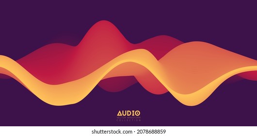 Sound wave visualiztion. 3D orange solid waveform. Voice sample pattern.
