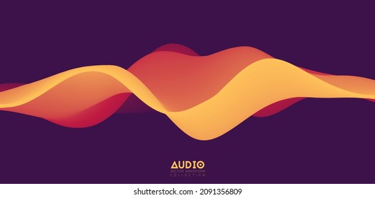 Sound wave visualiztion. 3D orange solid waveform. Voice sample pattern.