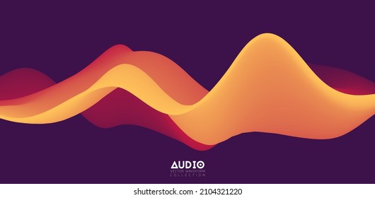 Sound wave visualiztion. 3D orange solid waveform. Voice sample pattern.