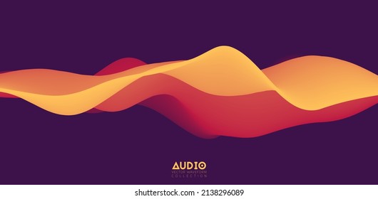 Sound wave visualiztion. 3D orange solid waveform. Voice sample pattern.
