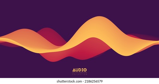 Sound wave visualiztion. 3D orange solid waveform. Voice sample pattern.