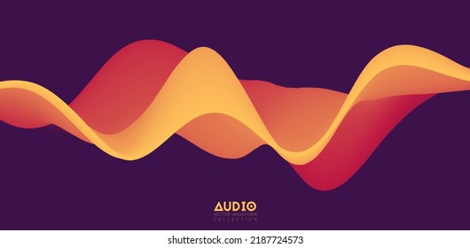 Sound wave visualiztion. 3D orange solid waveform. Voice sample pattern.