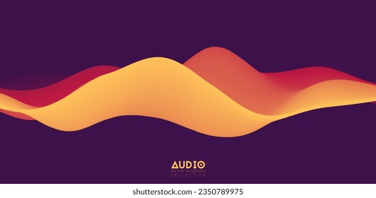 Sound wave visualiztion. 3D orange solid waveform. Voice sample pattern.