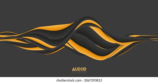 Sound wave visualiztion. 3D solid waveform. Voice sample pattern.
