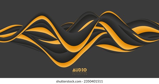 Sound wave visualiztion. 3D solid waveform. Voice sample pattern.