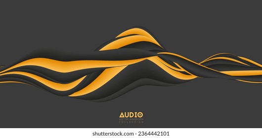 Sound wave visualiztion. 3D solid waveform. Voice sample pattern.