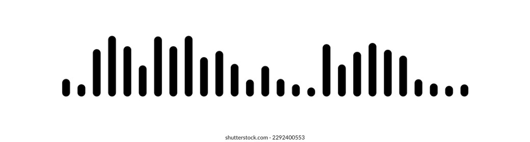 Sound wave or voice message icon. Music waveform, track radio play. Audio equalizer line. Vector illustration