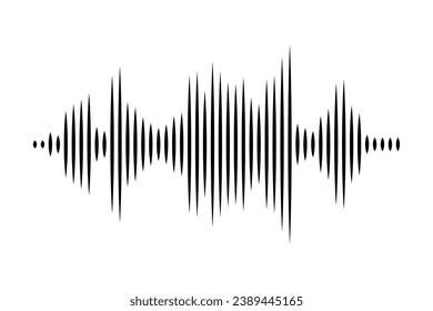 Sound wave or voice message icon. Music waveform, track radio play. Audio equalizer line. Vector illustration