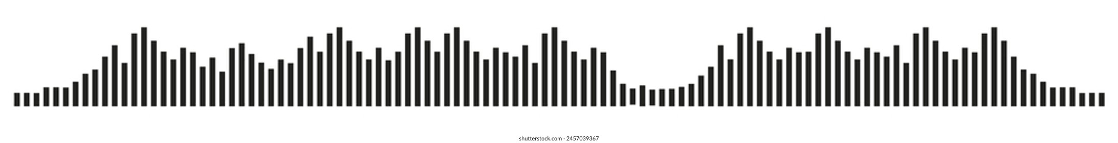 Sound wave or voice message icon. Music waveform, track radio play. Audio equalizer line. Vector illustration. white background. eps 10
