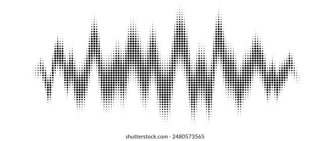 Sound wave or voice message icon. Music waveform, track radio play. Audio equalizer line. Vector illustration