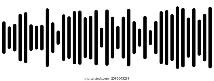 Sound wave or voice message icon. Music waveform, track radio play. Audio equalizer line. Mobile messenger app chat. Sound wave of voice. Record interface. Equalizer icon with soundwave line. EPS 10. 