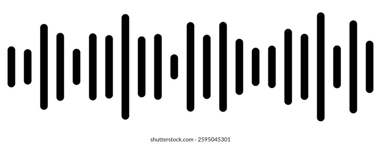 Sound wave or voice message icon. Music waveform, track radio play. Audio equalizer line. Mobile messenger app chat. Sound wave of voice. Record interface. Equalizer icon with soundwave line. EPS 10. 