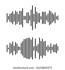 Sound wave or voice message icon. Audio waveform, radio wave icon, Sound waves for voice message, voice message, audio chat interface and record play