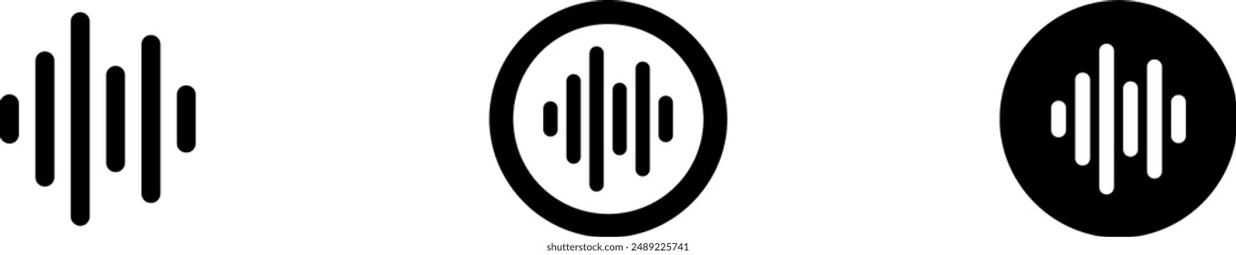 Sound wave or voice message set of icon. Music waveform, track radio play. Audio equalizer line. Vector illustration Sound wave icon for voice recognition in virtual assistant, speech sign.