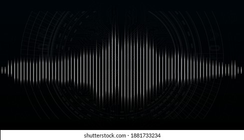 Sound wave for web site, wallpaper, poster, placard, ad, cover abstract music pulse background. Audio track wave graph of frequency and spectrum.