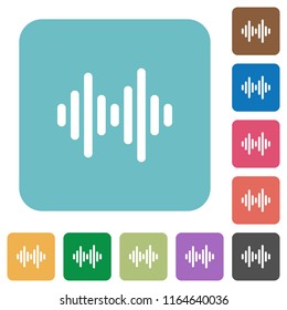 Sound wave white flat icons on color rounded square backgrounds