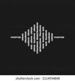 Sound Wave White Sketch Vektorsymbol. Soundeffekt-Equalizer-Zeichen