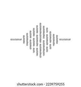 Sound wave white sketch vector icon. Sound wave equalizer sign