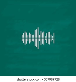 Sound Waveequalizer Music. Icon. Imitation Draw With White Chalk On Green Chalkboard. Flat Pictogram And School Board Background. Vector Illustration Symbol