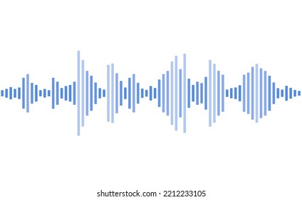 Líneas de ecualizador de forma de onda de sonido. Gráficos vectoriales de ondas de sonido de audio. Azul aislado en blanco.