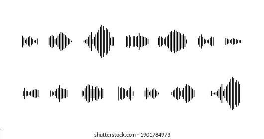 Sound Waveform Icon For Music Player, Podcasts, Video Editor, Voise Message In Social Media Chats, Voice Assistant, Dictaphone. Vector Illustration Element