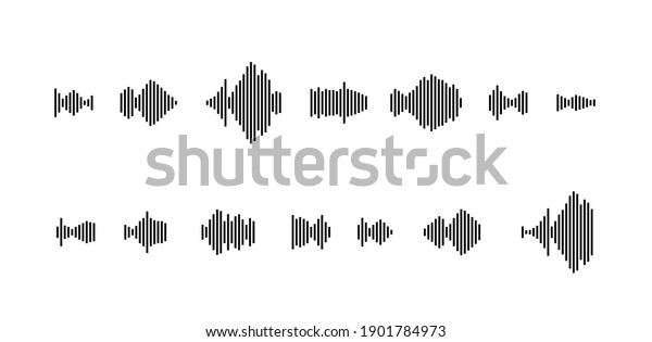 sound waveform icon for music\
player, podcasts, video editor, voise message in social media\
chats, voice assistant, dictaphone. vector illustration\
element