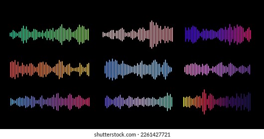 sound waveform icon for podcast cover, music player, video editor, voise message in social media chats, voice assistant, dictaphone. vector illustration element