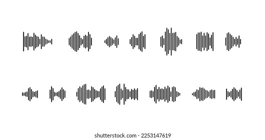 sound waveform icon for podcasts, music player, video editor, voise message in social media chats, voice assistant, dictaphone. vector illustration element