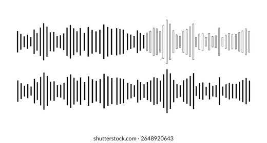 Conjunto de Ícones de Forma de Onda de Som - Símbolos de Sinal de Áudio, Pulso de Música e Vetor de Onda de Voz para Design de Interface e Interface