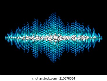 Sound waveform made of chaotic blue balls