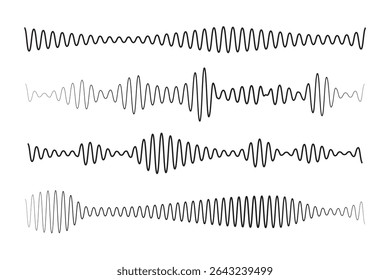 sound waveform pattern for music player, podcasts, video editor, voise message in social media chats, voice assistant, dictaphone. vector illustration element. eps10