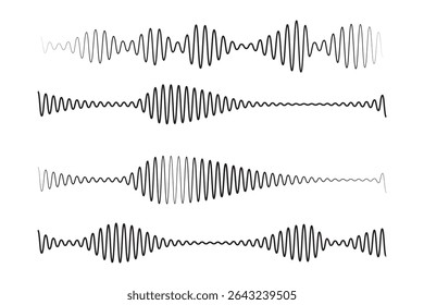 sound waveform pattern for music player, podcasts, video editor, voise message in social media chats, voice assistant, dictaphone. vector illustration element